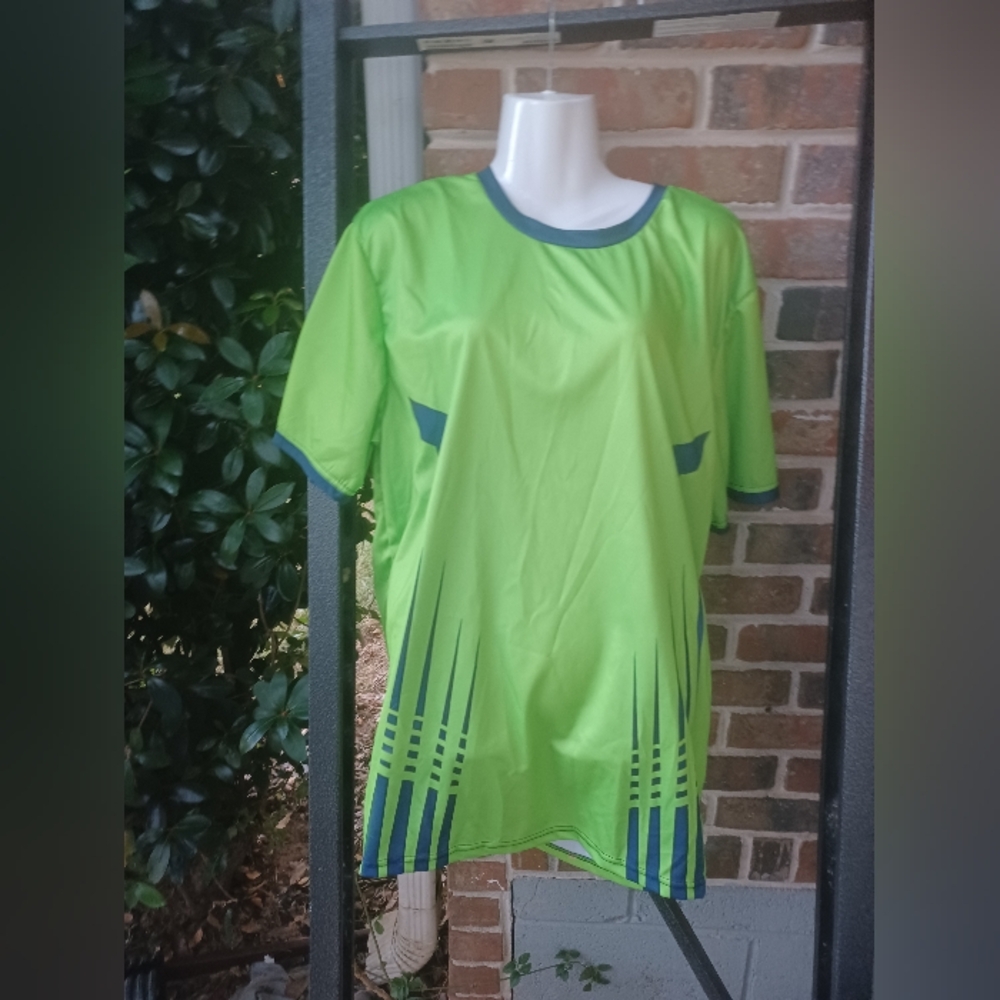 Lime Green Athletic Shorts with Navy Accents